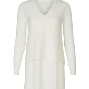 Derek Lam Collective Asymmetrical White  V-Neck Sweater Sz-XSmall